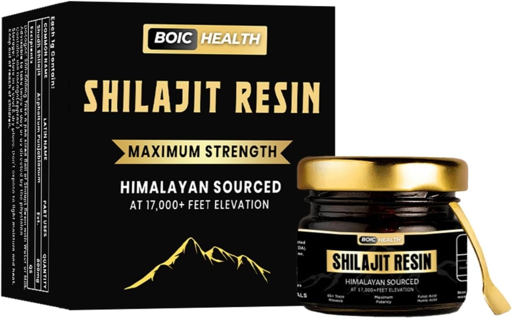 Pure Organic Shilajit Massima Potenza per Uomini e Donne con 85+ Trace Minerals Supplemento per Energia, Performance e Sistema Immune - Shilajit Resin-50G (Pacchetto di 1)