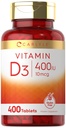 Carlyle Vitamin D3 400iu (10mcg) | 400 compresse | Dimensione del valore | Vegetariano, Non OGM e Gluten Formula gratuita | Supplemento di vitamina D