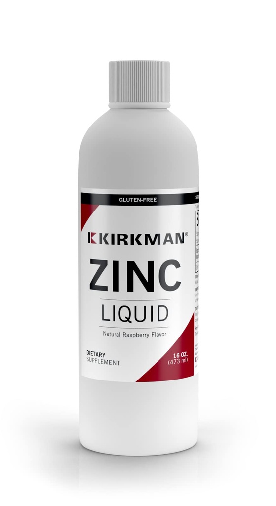Kirkman – Zinc Liquid - Nuova Formulazione –– 16 oz –– Aroma con lampone naturale –– Libero di Allergeni Comuni