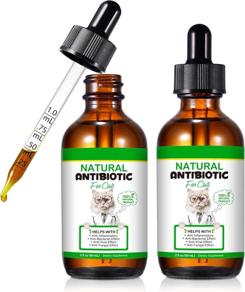 Antibiotici per gatti, antibiotici per gatti, Gatto naturale Multivitaminico Integratori a base di erbe 60ml-2pcs
