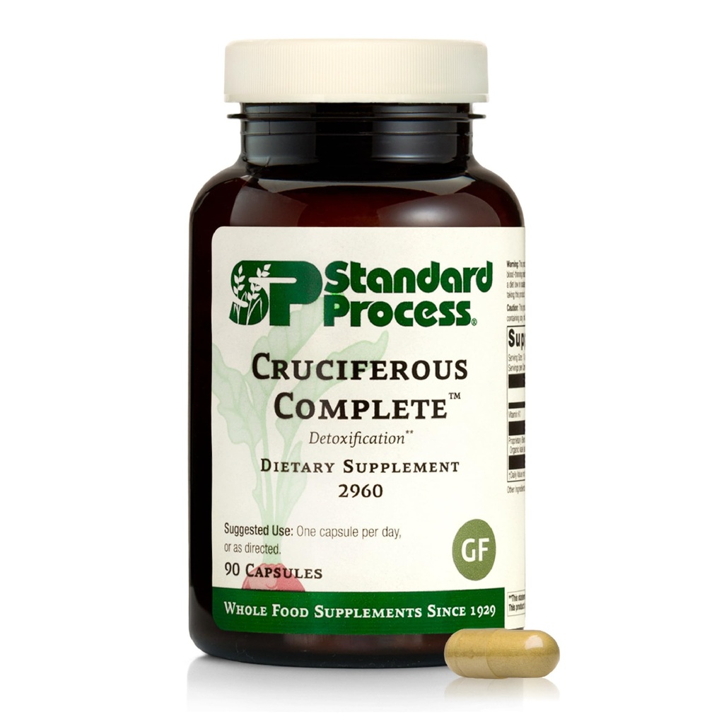 Processo standard Cruciferous Complete - Antiossidante alimentare intero, Detox e supporto al fegato con vitamina K, Kale organico e Sprout Brussel - 90 capsule