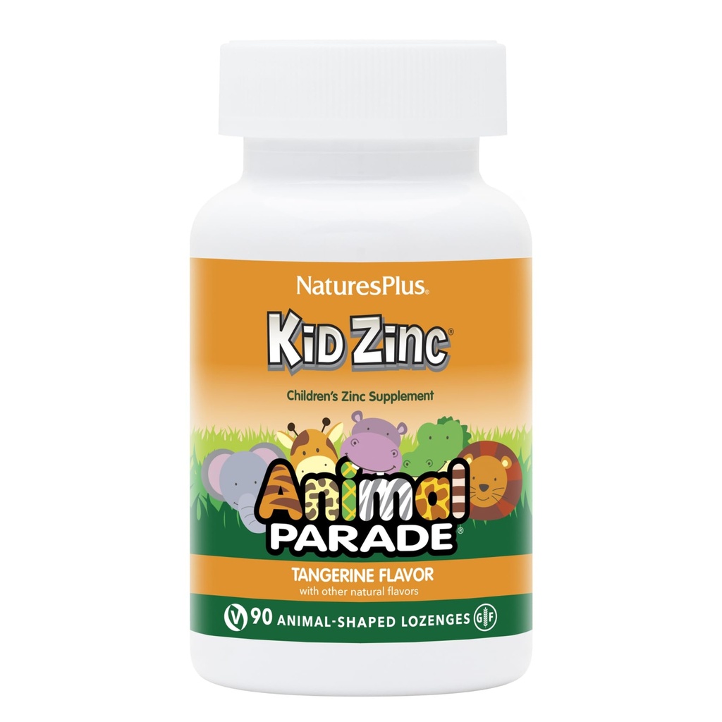 NaturesPlus Animal Parade KidZinc, Tangerine Flavor - 90 Animal-Shaped Lozenges - Organically Chelated Zinc - Vegan, Gluten Free - 90 Serve