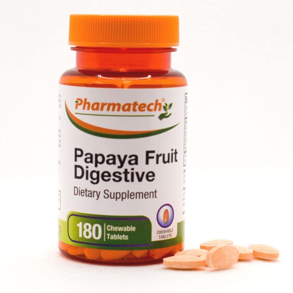 Digestione di frutta di Papaya, Migliorare la digestione, Sapore saporito, Integratore di enzimi, per Bloating e costipazione, Rilievo di gas, 180 compresse masticabili