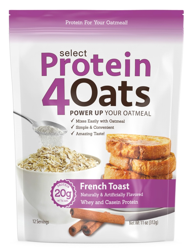 PEScience Protein4Oats, Polvere per fare l'avena di proteina di degustazione incredibile, con Whey e Casein, Toast francese, 12 Serve