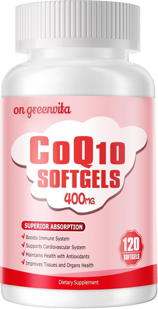 CoQ10-400mg-Softgels con PQQ, BioPerine & Omega-3, Coenzyme Q10(Ubiquinone) Supplemento per alto assorbimento, potente-antiossidante, cuore di sostegno & produzione di energia, 120 Serve