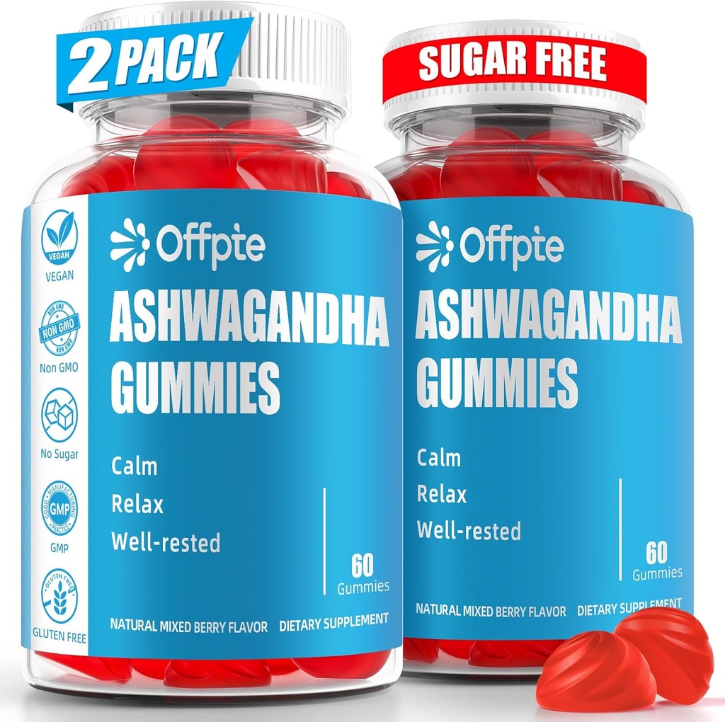 Ashwagandha Gummies Zucchero gratuito per gli uomini delle donne, ad alta potenza Ashwagandha Root Extract Supplementi con L-teanina GABA camomilla curcuma vitamina D3 B12 per gli adulti Stress Vegan (Mixed Berry)