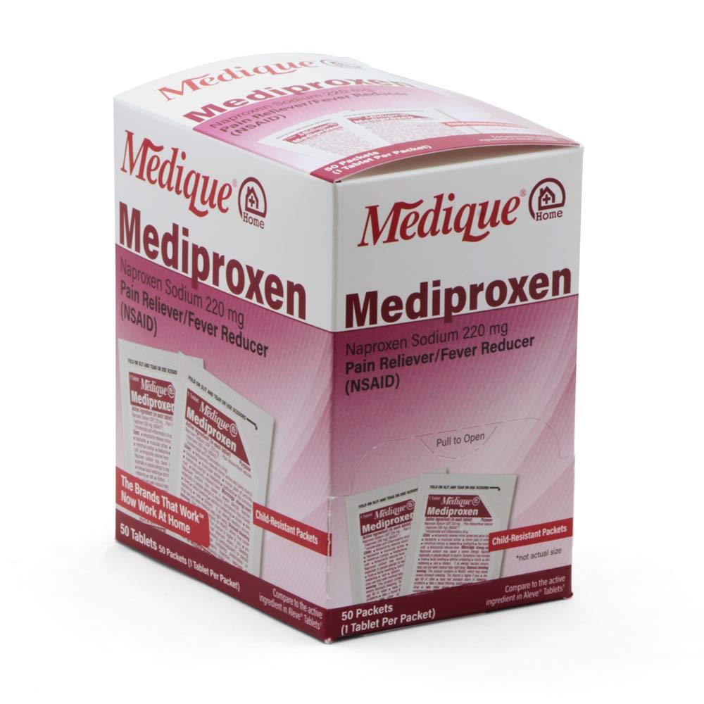 Medique @ Home Mediproxen Confronta Ingrediente attivo di Aleve 50 x 1 (Imballaggio resistente ai bambini), Bianco (73750)