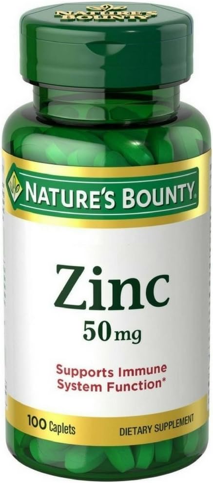 Zinco Bounty della natura, Supporto Immune, 50 mg, Caplets, 100 Ct (Pack of 2)