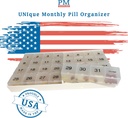 Unico XL Monthly Pill Organizer con 31 scomparti, 1 al giorno, 4 settimane Full Month 31 Day Pill Organizer, Include Vassoio e 8 scomparti Extra Large Rimovibili