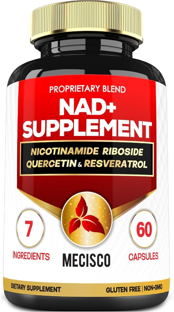 NAD+ Integratore con Nicotinamide Riboside w/Quercetin, Resveratrolo, Turmerico, Rhodiola Rosea, Astragalus - 60 Conte