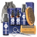 Kit di cura del cuscinetto Regali Set Condizionatore W/Beard,2 confezioni Beard olio,Beard Wash,Brush,Comb,Scissors,Bag,E-Book,Present Regali di compleanno Regali di festa per gli uomini Lui papà Fidanzato