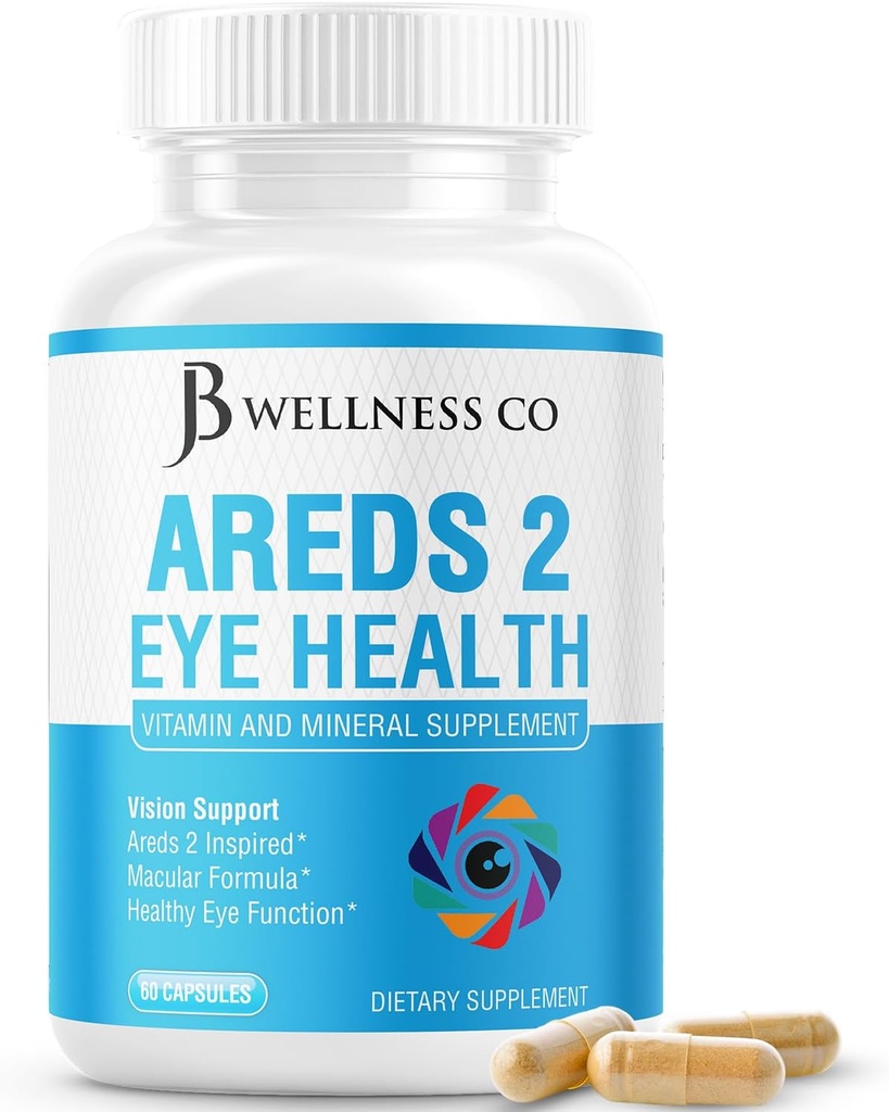 JB Wellness AREDS 2 Integratore di Vitamina e Minerali Occhi, Contiene Luteina, Vitamina C, Zeaxantina, Zinc & Vitamin Enhance Vision Supplemento - 60 Conte