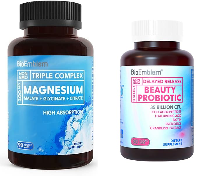 BioEmblem Donna Triple Magnesium Complex Beauty Probiotics - Assortimento 120 Pezzi - Non aromatizzato