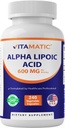 Acido Lipoico Alfa Vitamatico (ALA) 600mg Per Serving - 240 Capsule Vegetali - 120 Serve - Non OGM & Gluten Free