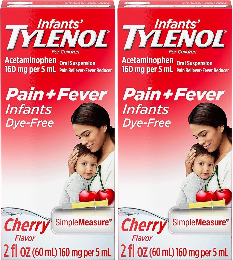 Tylenol Infants sospensione orale, Dye-Free, Ciliegia, 2 Fl. Oz (Pacchetto di 2)