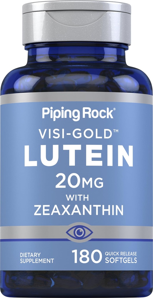 Piping Rock Lutein e Zeaxanthin Supplemento | 20mg | 180 Softgels | da Marigold Extract | Non-GMO, Gluten Free