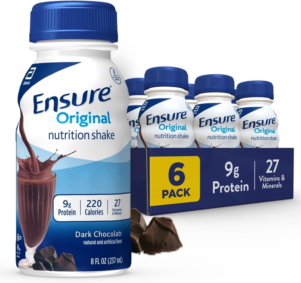 Assicurare Original Dark Chocolate Nutrition Shake | Meal Sostituzione Shake | 6 Conte (Pack of 1)