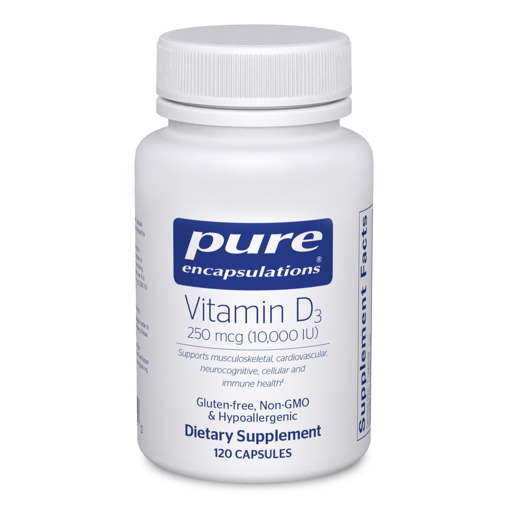 Vitamina D3 250 mcg (10.000 UI) - Supplemento al supporto Bone, Joint, Breast, Heart, Colon & Immune Health - con Vitamina Premium D - 120 Capsule