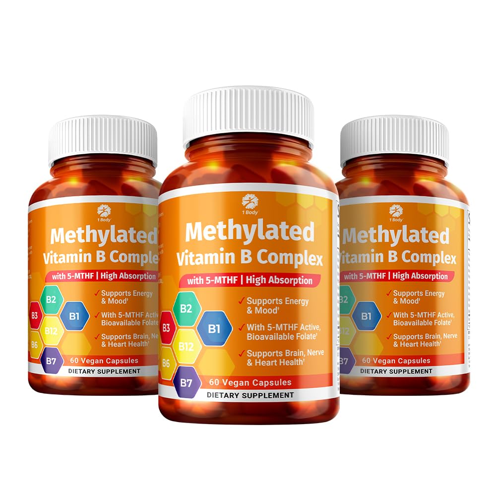 1 Corpo Vitamina B Complex 3 Pack – Biodisponibile B Vitamine con 5-MTHF Folate, B1, B2, B5, B6, Methyl B12, Niacin & Biotin – Non-GMO, Vegan, Made in USA