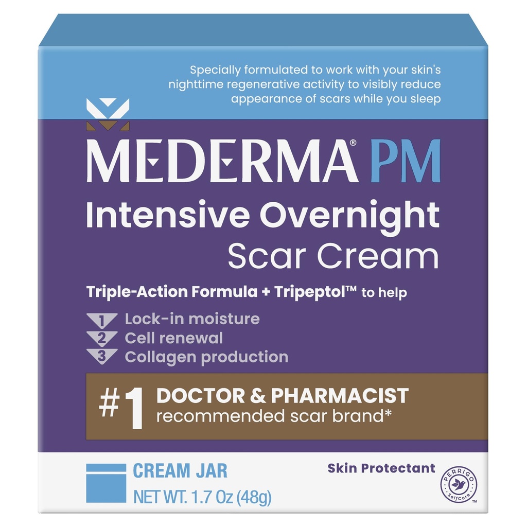 Mederma PM Crema cicatrice intensiva per la notte - Trattamento avanzato della cicatrice con Tripeptol, funziona mentre dormi
