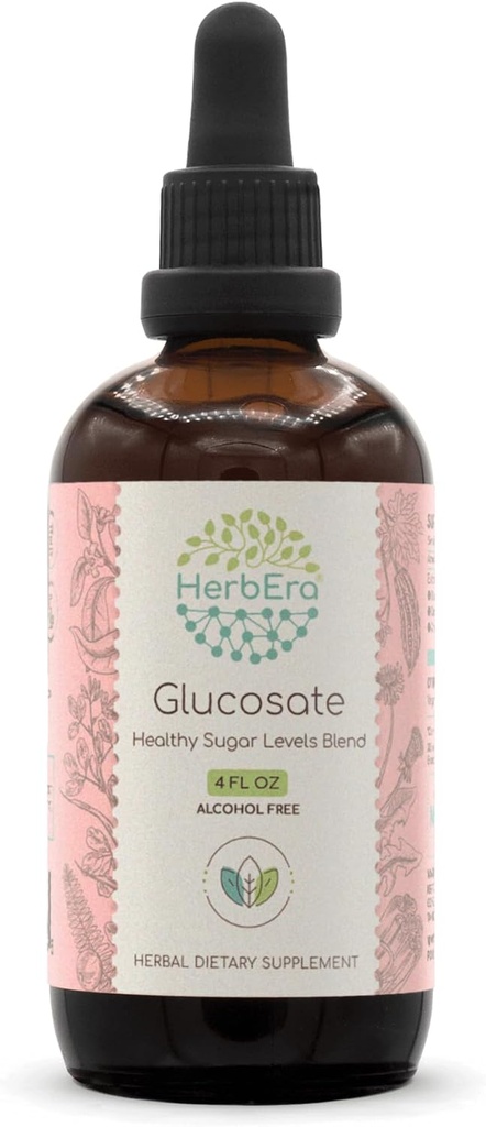 HerbEra Glucosate B120 Alcohol-Free Extract Tincture, Bitter Melon Fruit, Cinnamon Bark, Dandelion Root, Gymnema Leaf, Fenugreek Seeds, Amla Fruit. Livelli di zucchero sano miscela 4 Fl Oz