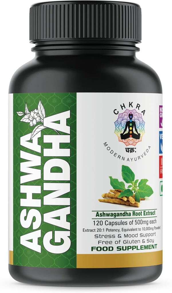 MUFASA Organic Ashwagandha Equivalent 10.000 mg - 120 capsule vegane - Pure Organic Ashwagandha Powder e Root Extract Capsules - Stress Relief, Mood Enhancer - 4 mesi di fornitura