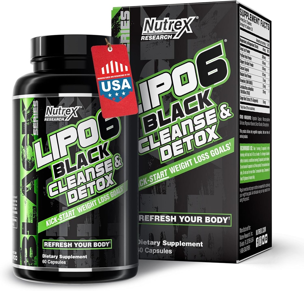 Nutrex Research Lipo-6 Cleanse & Detox per la perdita di peso & salute digestiva | 7 giorni Pulitore di colon naturale ad azione rapida e disintossicazione per le donne & uomini | Ridurre Bloating, Boost Energy, Ease Digestion