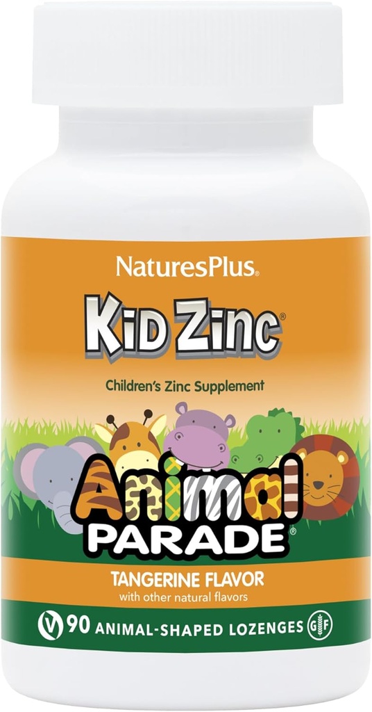 NaturesPlus Animal Parade KidZinc, Tangerine Flavor - 90 Animal-Shaped Lozenges, Confezione da 3 - Organically Chelated Zinc - Vegan, Gluten Free - 270 Total Servings