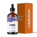 VIMERGY USDA Organic Zinc Supplements for Women & Men (7.5mg Liquid Zinc Per Serving) Fast-Absorbing Immune Support, Promuove Sani Bones & Skin, Vegan, Fino a 57 Serve (115 mL)