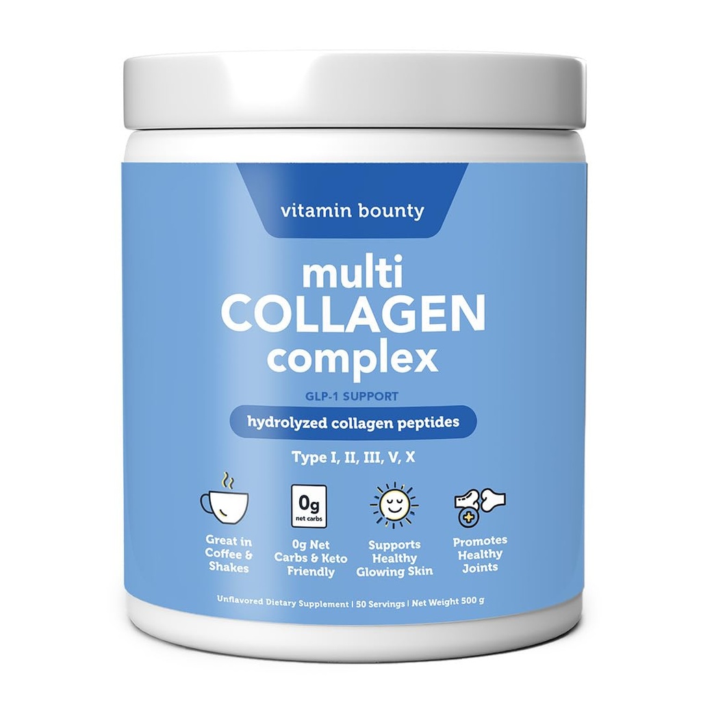 Vitamina Bounty Multi Collagen Complex - Peptidi di collagene idrolizzati Tipi I, II, III, V & X - Supporta elasticità della pelle, Salute comune, Crescita dei capelli e delle unghie - 50 Serve