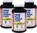 Yerba Prima Fiber Plus Senna Capsules, 180 Count (3 Pack) - Gentle Overnight Relief, USA Made, Non-GMO, Senza glutine