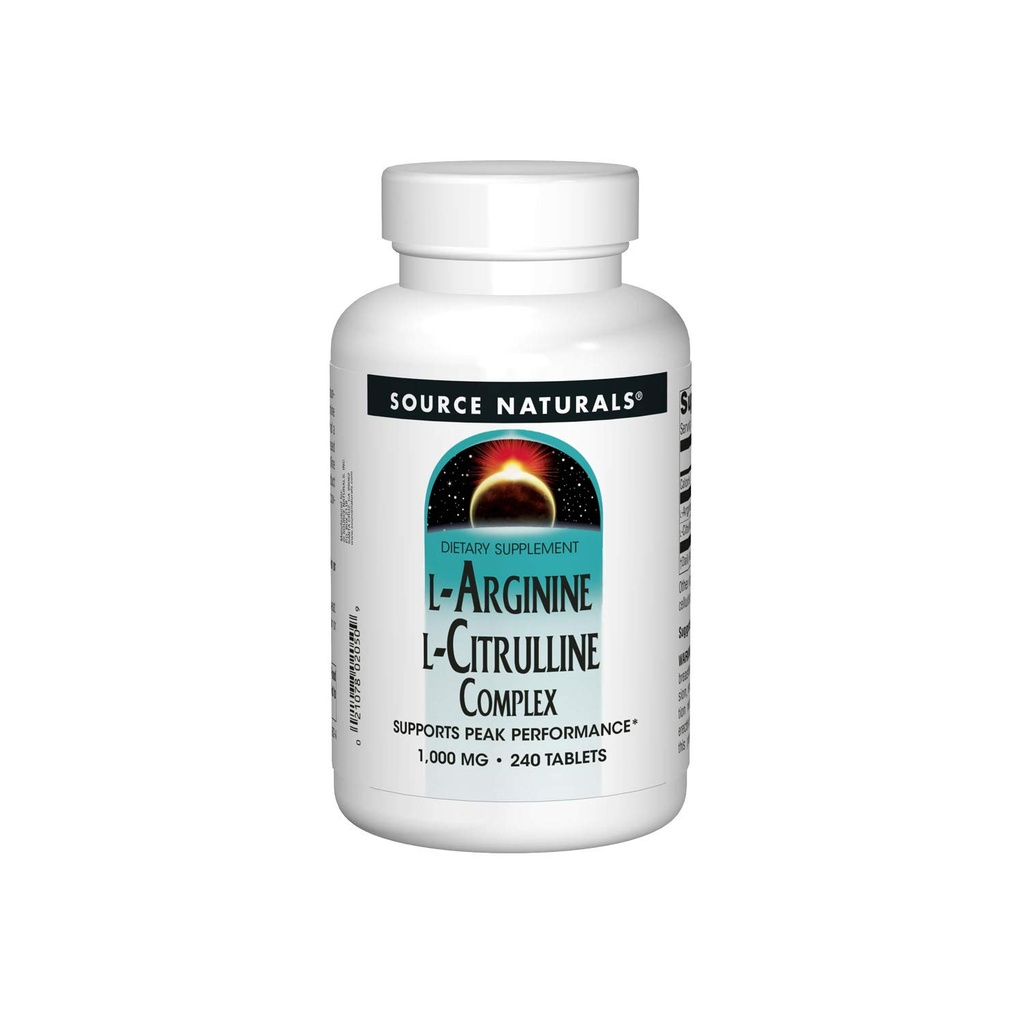 Fonte Naturals L-Arginina L-Citrulline Complex, Integratore Aminoacido Essenziale, Supporta Peak Performance* 1.000 mg - 240 compresse