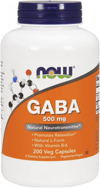 NOW Foods - GABA con vitamina B6 500 mg. - 200 capsule vegetariane