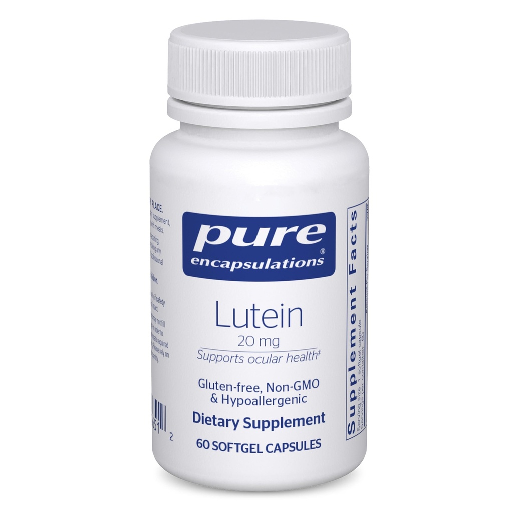 Pure Encapsulations Lutein 20 mg | Supporto antiossidante anallergico per la funzione visiva sana | 60 capsule Softgel