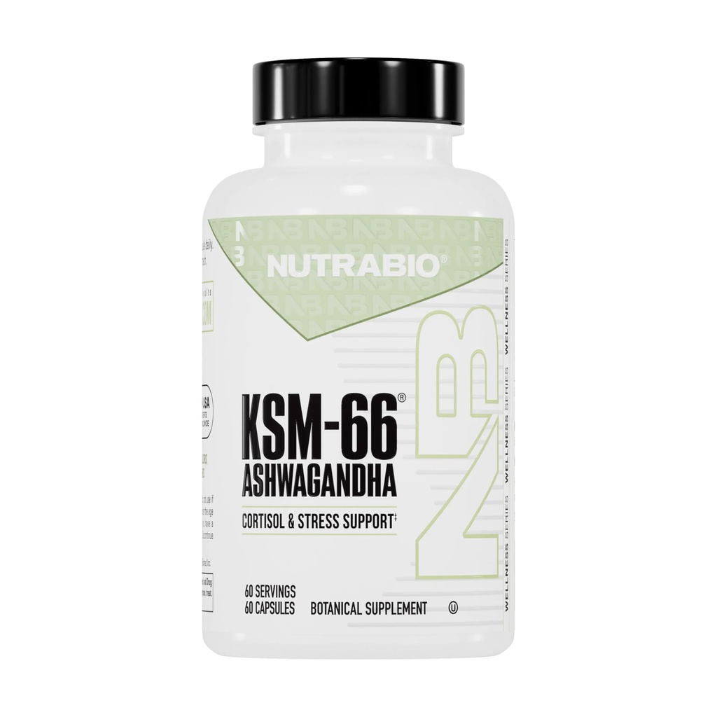 NutraBio Ashwagandha KSM-66 | Ashwagandha Herbal Supplemento per Stress, Mood, & Performance | 600 MG di Clinically Studied KSM66 60 capsule