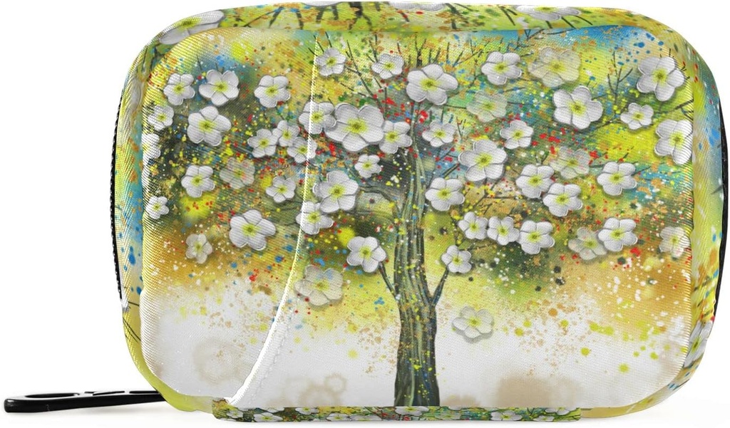 Cassa di pedaggio floreale albero pittura a olio Box 7 giorni Pill Case Bag organizzatore della pedana di viaggio con Zipper portatile settimanale formato compatto per il supporto supplemento di vitamina
