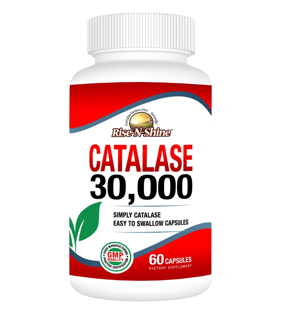 Rise-N-Shine Catalase Supplemento 30.000 - Potente enzima antiossidante per il supporto per la salute dei capelli- Supplementi per capelli forti - 60 capsule (30-Day Supply)