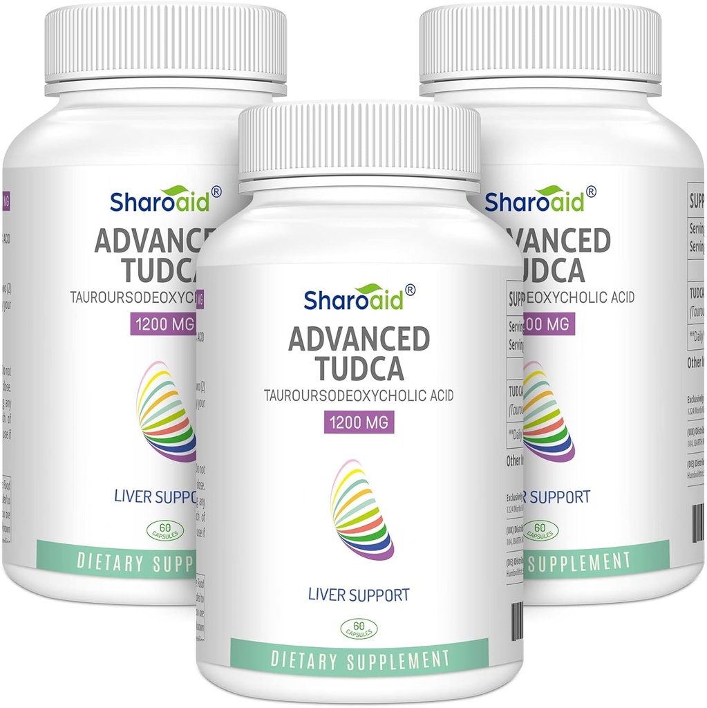 TUDCA Liver Support Integratori 1200 mg-Third Party Tested-High Strength Formula-Bile Salts per Detox Cleanse-180 Vegan Capsule per fegato, miele, salute della vescica
