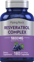 Piping Rock Resveratrol Complex 1800 mg | 180 capsule | Estratto di semi d'uva | Non OGM, Integratore senza glutine