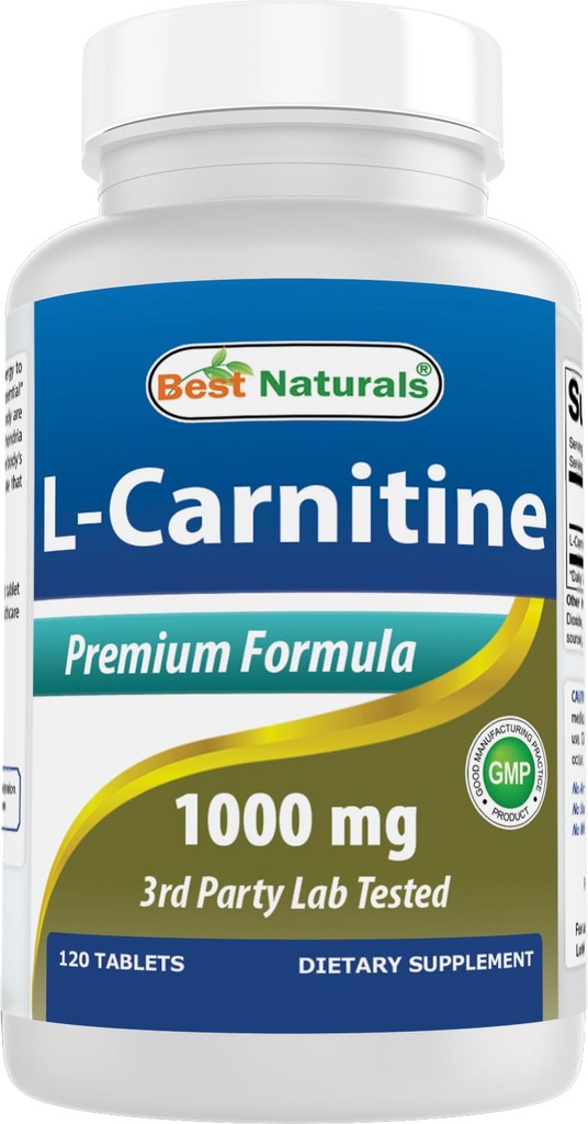 Best Naturals L-Carnitine Fumarate 1000mg per Tablet - 120 Count - Aumenta l'energia cellulare