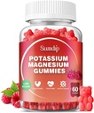 Potassio Magnesio Gummies Potassio Supplementi ad alto assorbimento Citrato di potassio Citrato di magnesio Citrato, Supporto Gambe Rilassamento muscolare per uomini e donne 60 Gummies, lampone