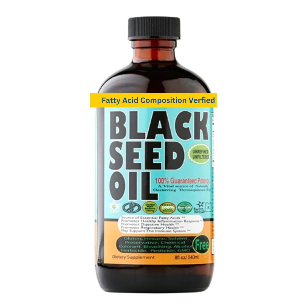 Olio di semi nero da 8 Oz - Premium Nigella Sativa Olio di cumino nero pregiato a freddo - Timochinone ad alta resistenza 3X - Supporto naturale - Super Food