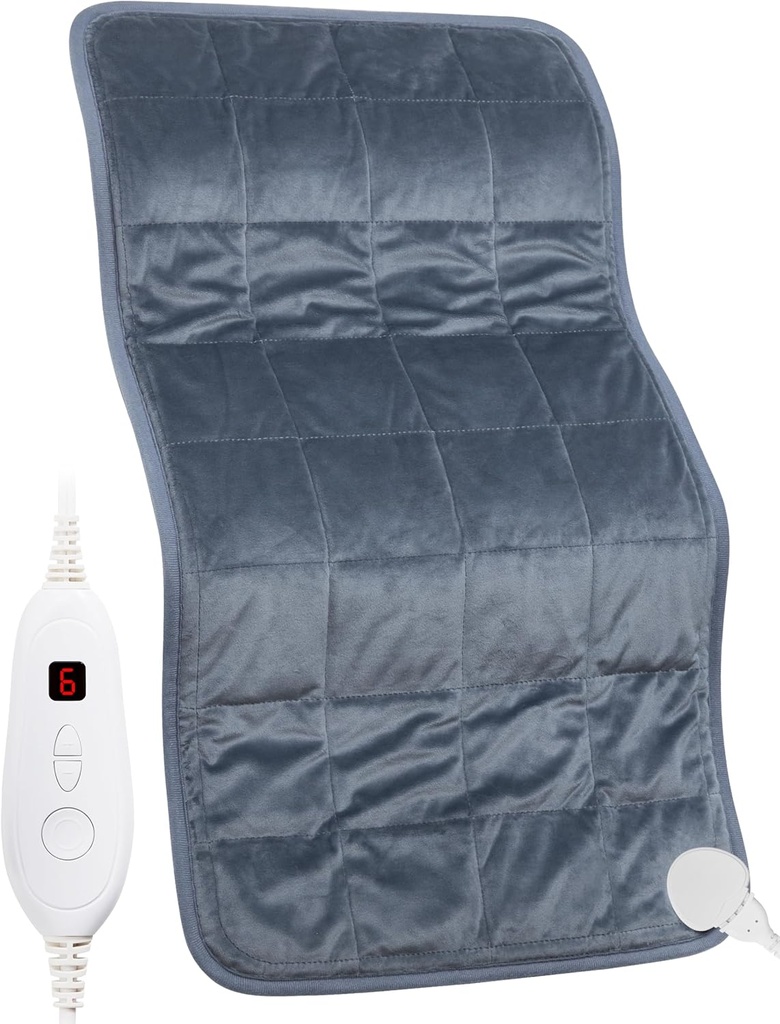 Pad riscaldante ponderato, 17'x 33" XXXL Extra-Large Electric Heat Pad for Back Pain Relief w/ 6 Heat Settings 2H Auto Shut-Off, w/4.9lbs BPA-Free Beads for Cramps Neck Shoulder Arms Legs Machine Washable