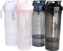 Smartshake Slim 4-Pack Protein Shaker Bottiglia 400 ml | 13.5 oz – Stoccaggio incluso - Leakproof Screw-on Lid - BPA Free – Unisex - Nero, Bianco, Stormy Gray, Cotone rosa