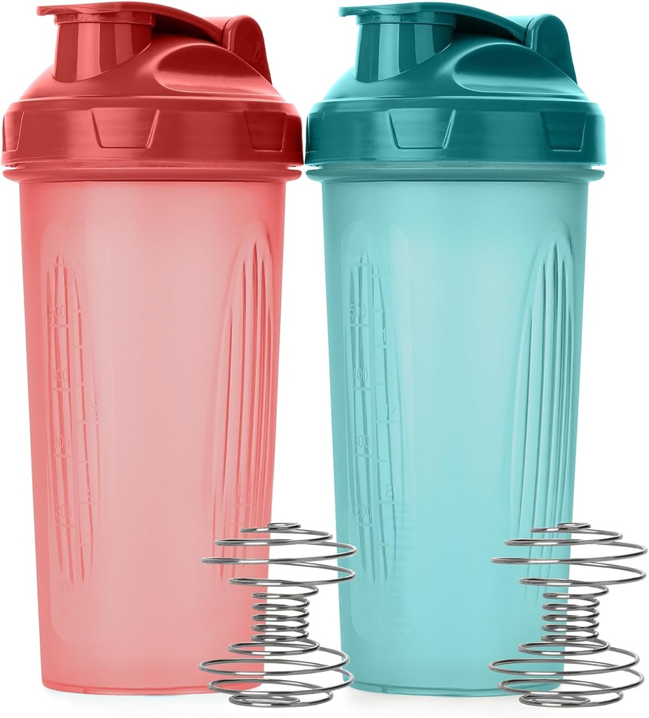 Mr. Pen- Shaker Bottiglie per Miscele Proteine, 28 oz, 2 Pack, Blu chiaro & rosso, Flacone per Shaker Proteine con Fili Whisk Ball, Bottiglia Blender