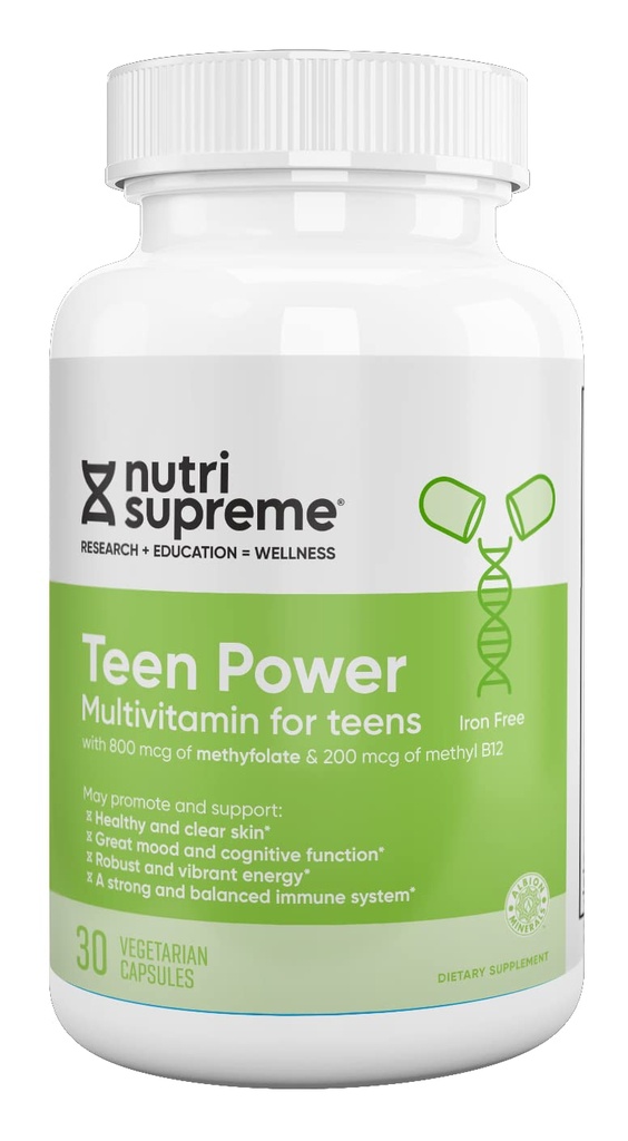 Nutri Supreme Teen Multivitamin per ragazzi e ragazze 12-17, Best Kosher One Per Day Teen Vitamins, Formulato per lo sviluppo degli adolescenti e la salute immunitaria, 30 capsule