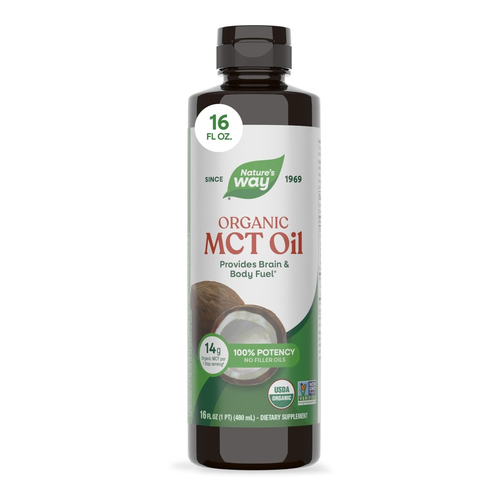 Olio di MCT organico di modo naturale, 16 Fl Oz, Brain and Body Fuel from Coconuts*, acido caprilico C8 e acido caprilico C10, certificato Keto e Paleo, organico, progetto non OGM verificato