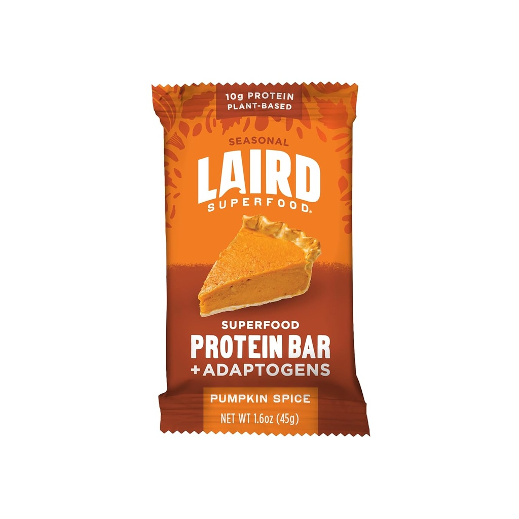 Barre di proteine funzionali di Laird Superfood – Barretta di proteine ma meglio con ingredienti reali, Funzionali funghi 10g proteine pianta-basate, 6g fibra - Non-OGM - Zucca, 10 conte (Pack of 1)
