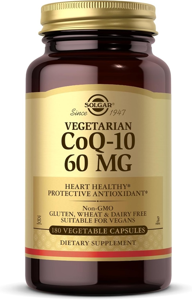 Solgar Vegetariano CoQ-10 60 mg - 180 Capsule Vegetali - Antiossidante Protettivo - Non OGM, Vegan, Gluten Free, Dairy Free, Kosher - 180 Serve