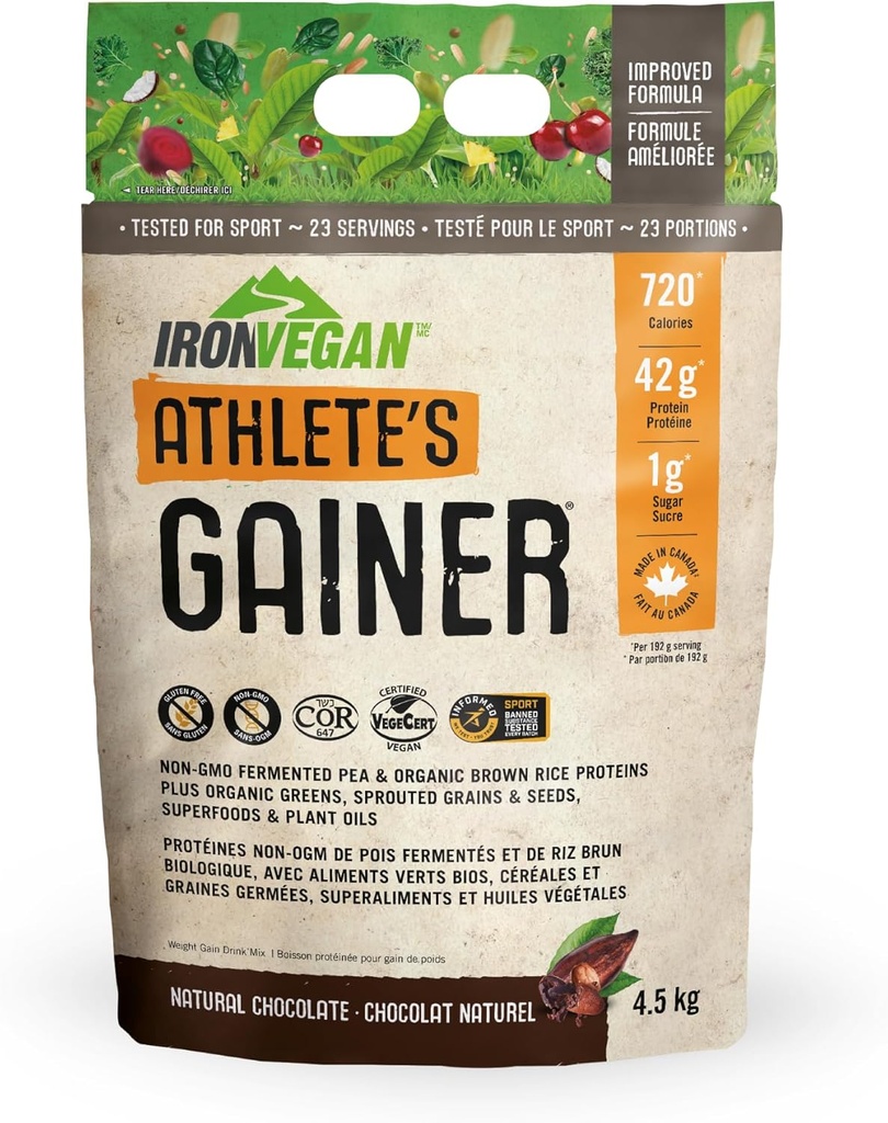 Gainer di Iron Vegan Athlete - Cioccolato naturale 4.5 kg
